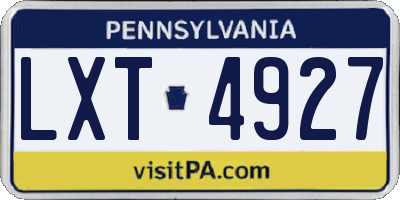 PA license plate LXT4927