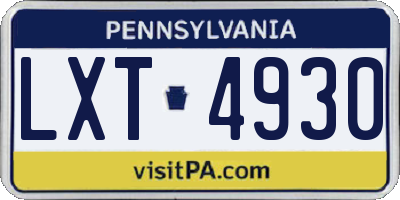 PA license plate LXT4930