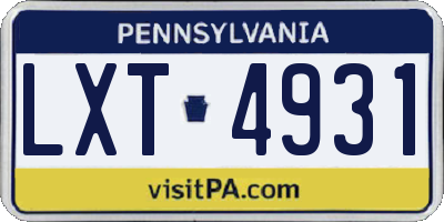 PA license plate LXT4931