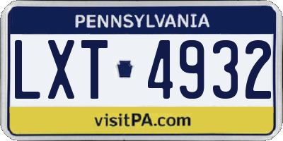 PA license plate LXT4932