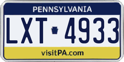 PA license plate LXT4933