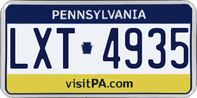 PA license plate LXT4935