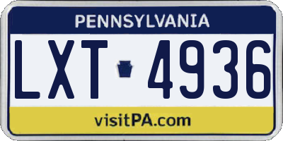 PA license plate LXT4936