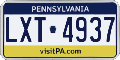 PA license plate LXT4937