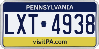 PA license plate LXT4938