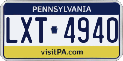 PA license plate LXT4940