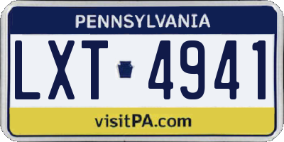 PA license plate LXT4941