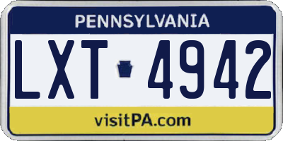 PA license plate LXT4942