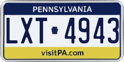 PA license plate LXT4943