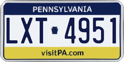 PA license plate LXT4951