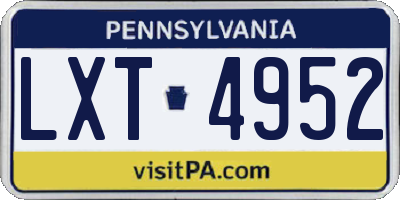 PA license plate LXT4952