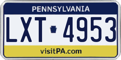 PA license plate LXT4953