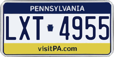 PA license plate LXT4955