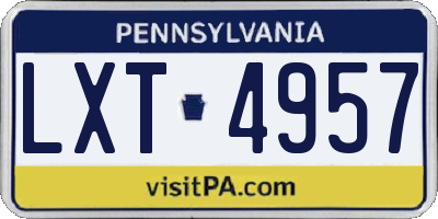 PA license plate LXT4957