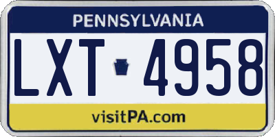 PA license plate LXT4958