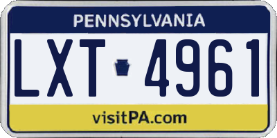PA license plate LXT4961