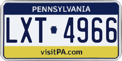 PA license plate LXT4966