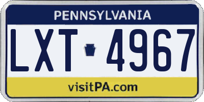 PA license plate LXT4967
