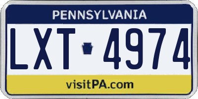 PA license plate LXT4974