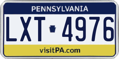 PA license plate LXT4976