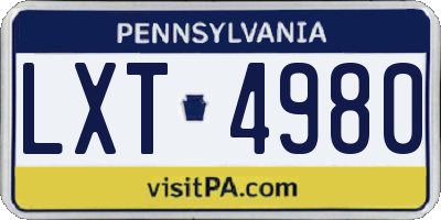 PA license plate LXT4980