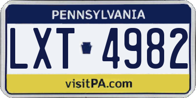 PA license plate LXT4982