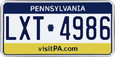 PA license plate LXT4986