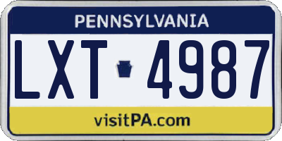PA license plate LXT4987