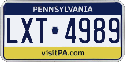 PA license plate LXT4989