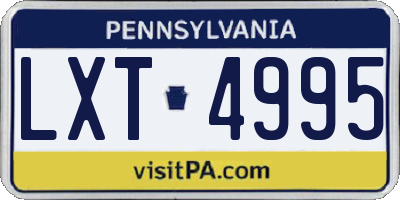 PA license plate LXT4995