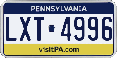 PA license plate LXT4996