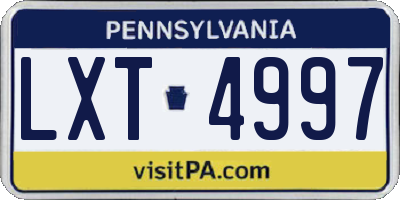 PA license plate LXT4997