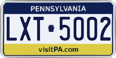 PA license plate LXT5002