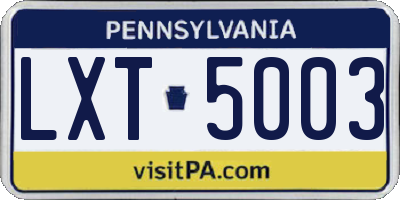 PA license plate LXT5003