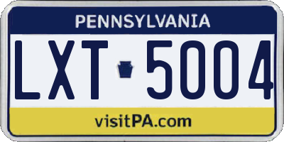 PA license plate LXT5004