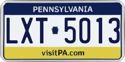 PA license plate LXT5013