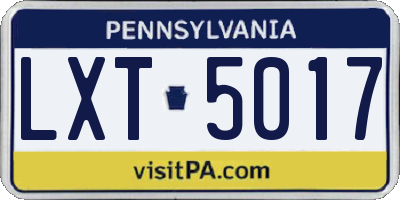 PA license plate LXT5017