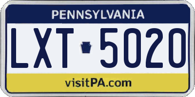 PA license plate LXT5020