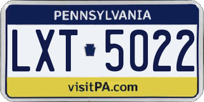 PA license plate LXT5022
