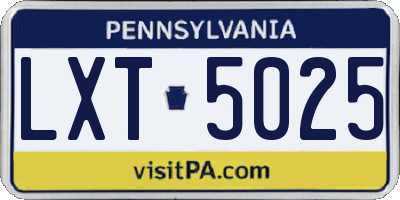 PA license plate LXT5025