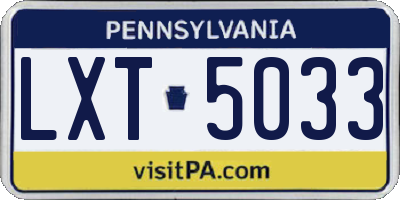 PA license plate LXT5033