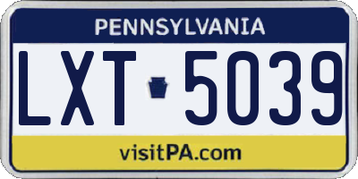 PA license plate LXT5039