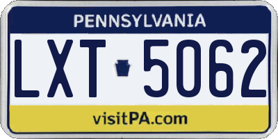 PA license plate LXT5062