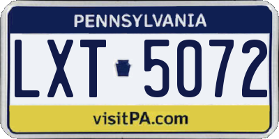 PA license plate LXT5072