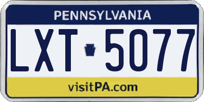 PA license plate LXT5077