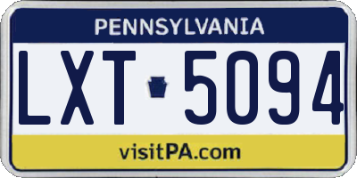 PA license plate LXT5094
