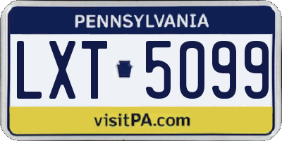 PA license plate LXT5099
