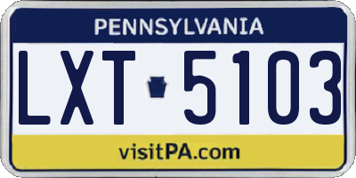 PA license plate LXT5103