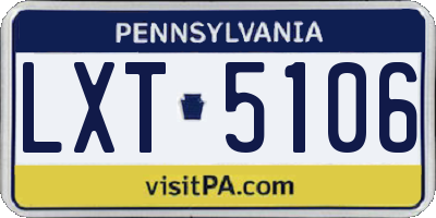 PA license plate LXT5106
