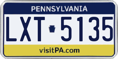 PA license plate LXT5135